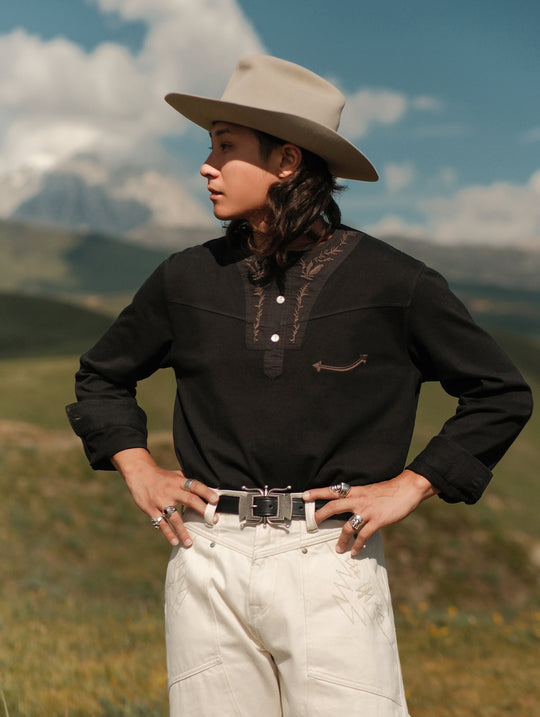 Western Series Embroidery Poet Shirt