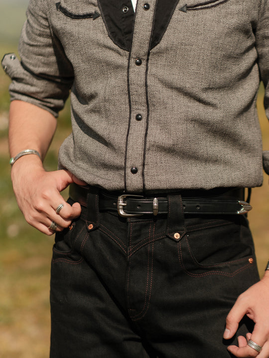 Horseshoe Pin Buckle Belt-Black