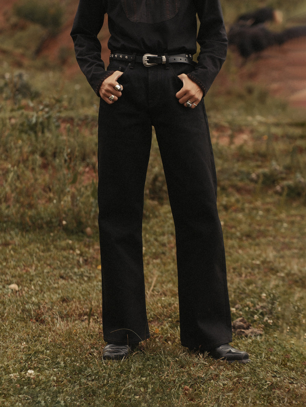 22.4OZ Carbonized Black Swordsman Wide-Leg jeans
