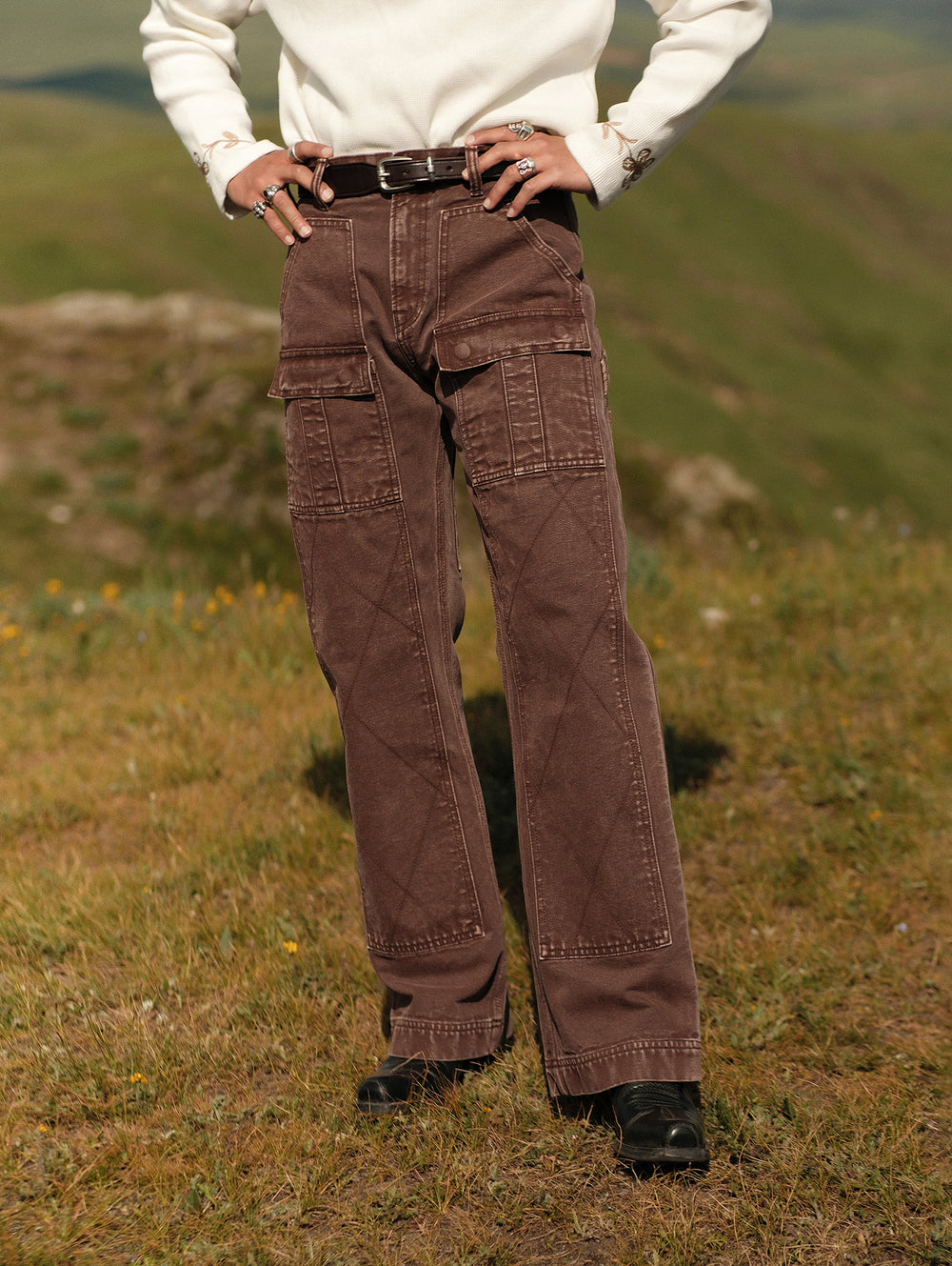 16OZ Red Mud Dyeing Selvedge Denim Wide-Leg jeans