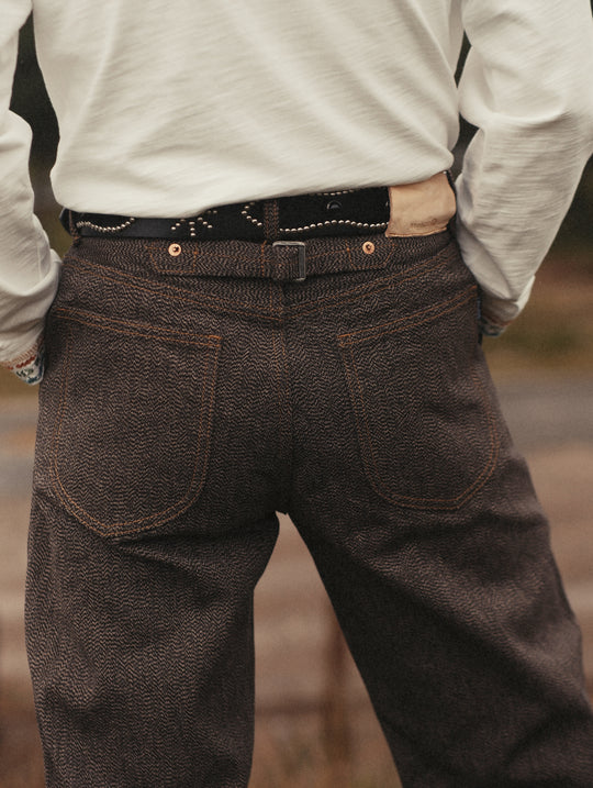 Western-Engraved Pin-Buckle Leather Belt