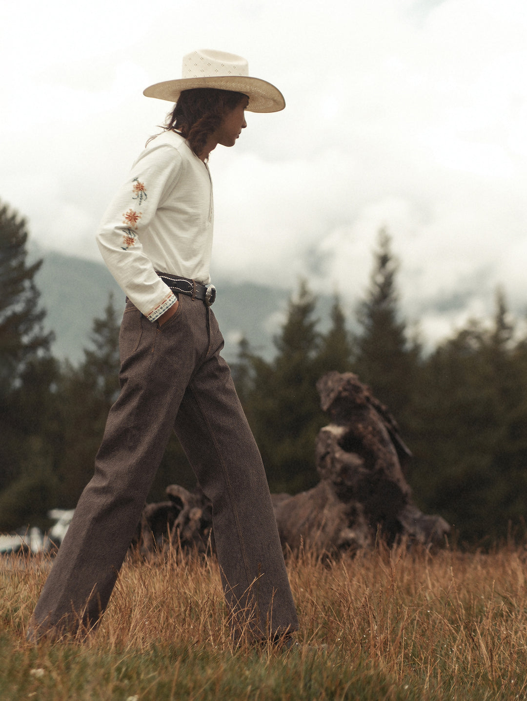 Mvc&Co. 724# Salt-and-Pepper Wide-Leg jeans