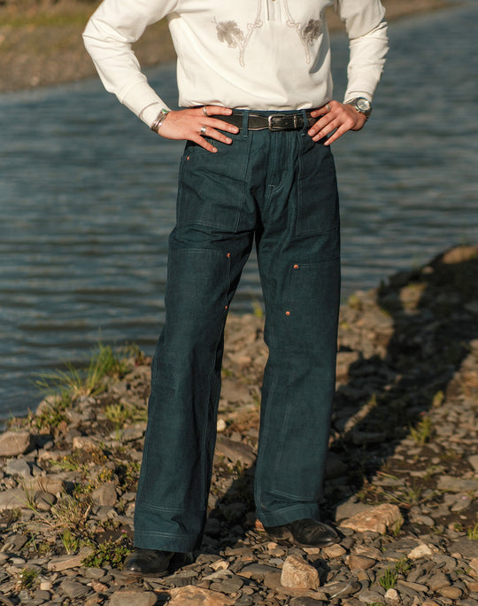 Ba Series 11.5OZ Double Knee Wide-Leg pants