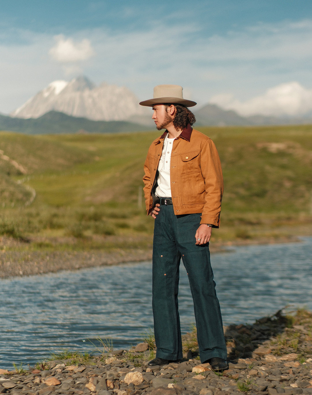 Ba Series 11.5OZ Double Knee Wide-Leg pants