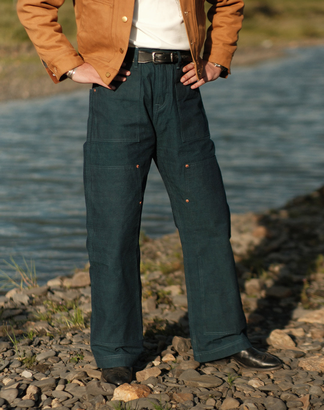 Ba Series 11.5OZ Double Knee Wide-Leg pants