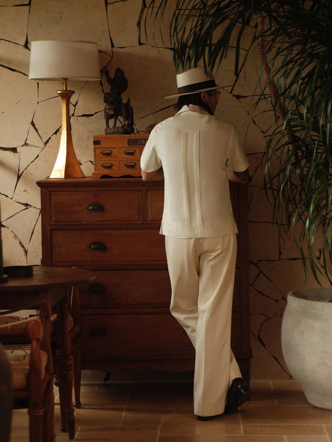 Cottonseed hull white chino jeans