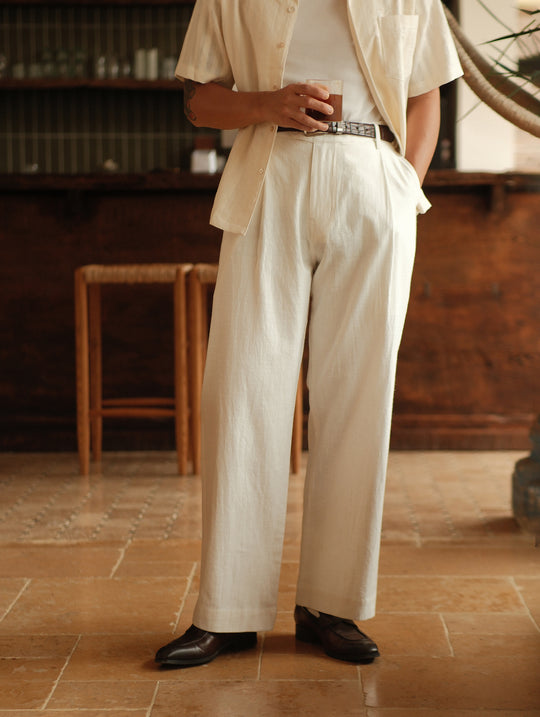 Linen-cotton chino trousers