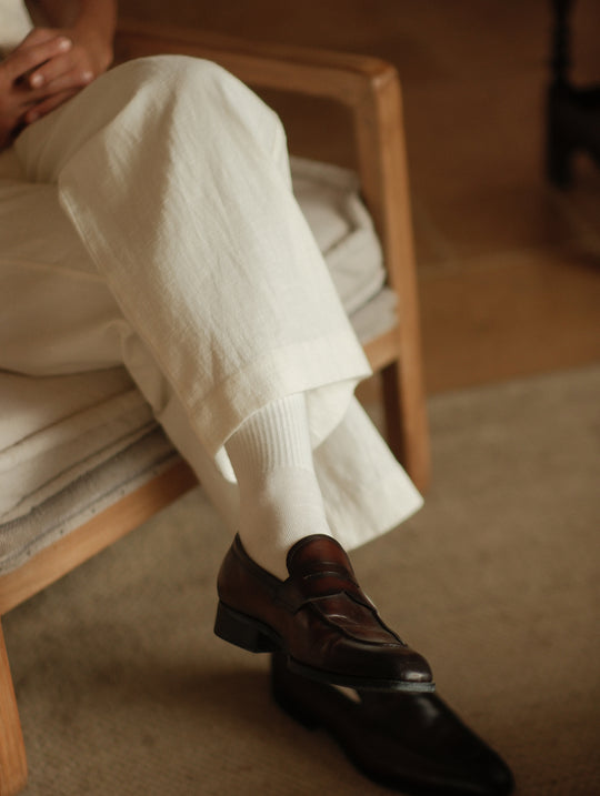 Linen-cotton chino trousers
