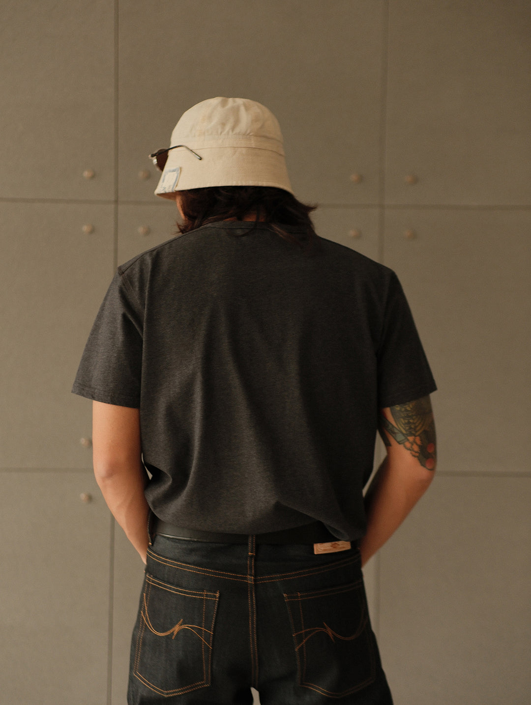 240-gram Flecked Grey Henley shirt