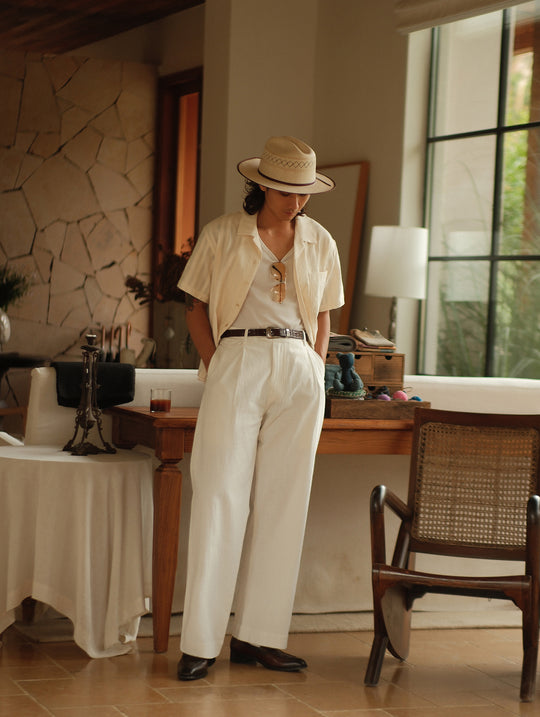 Linen-cotton chino trousers