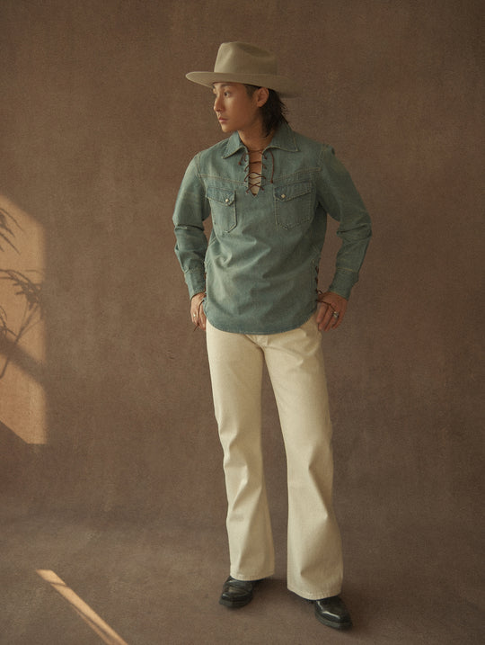 Western Series Denim Lace-Up Western shirt