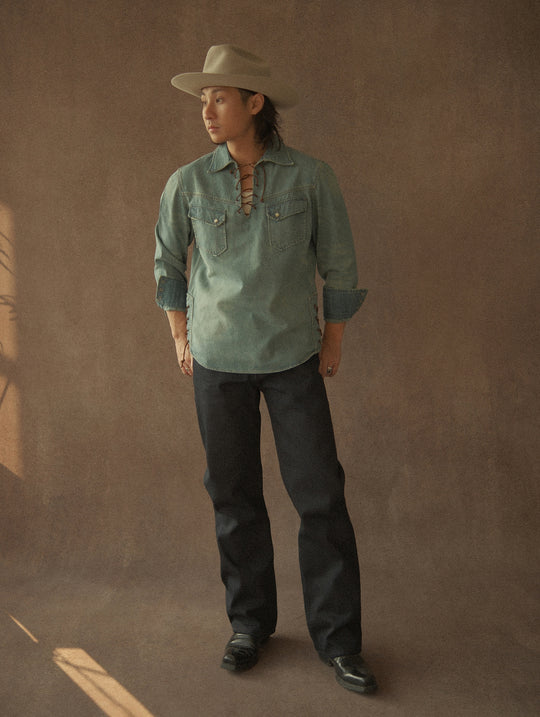Western Series Denim Lace-Up Western shirt
