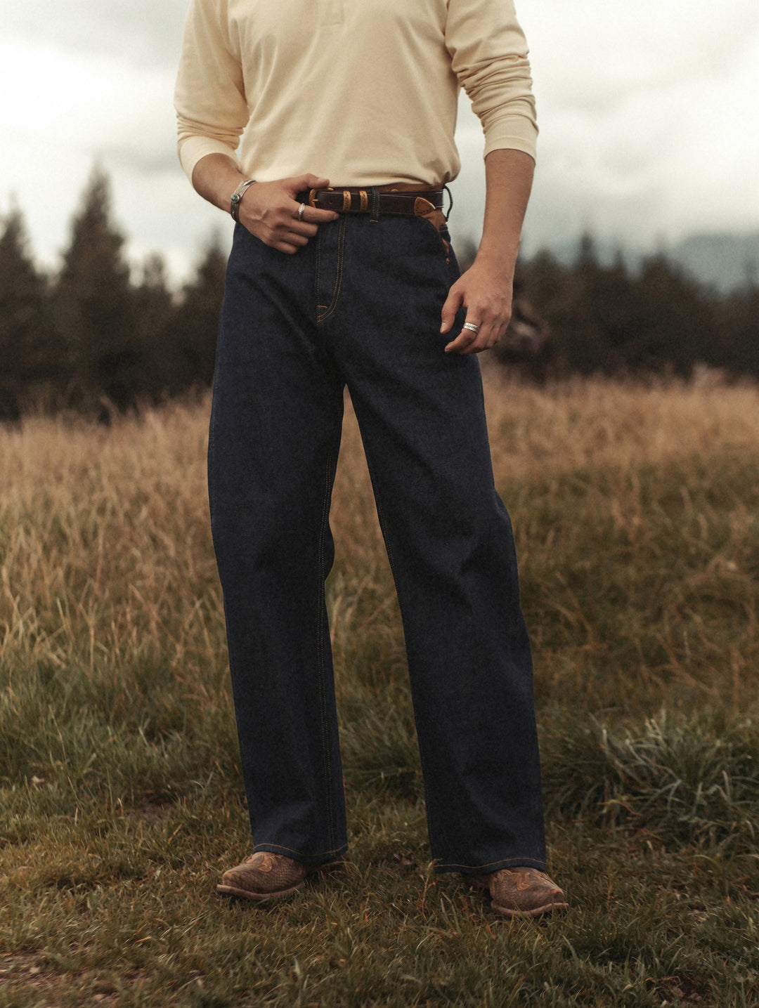 Canvas-panel Store Brand Selvedge Denim jeans