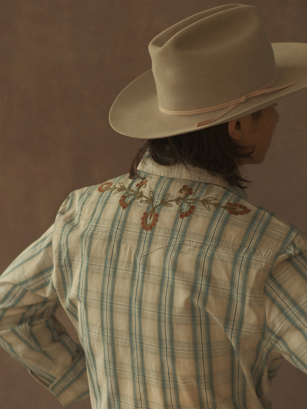 Western Series Green Checkered Floral Western shirt