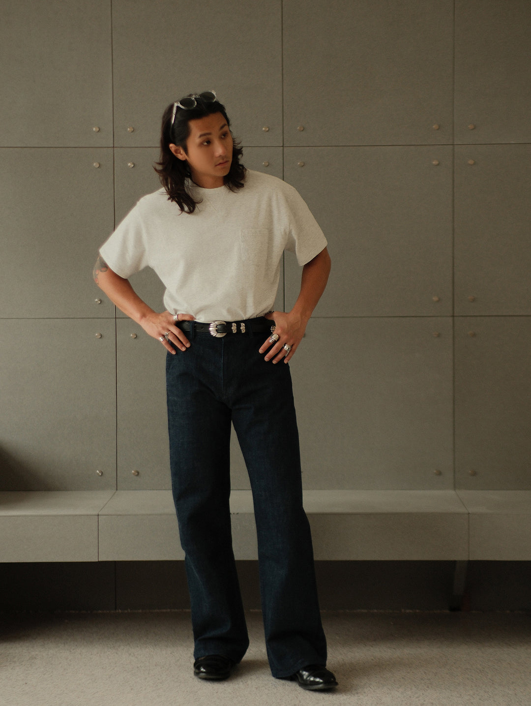 Single Pocket Basic T-Shirt-Grey