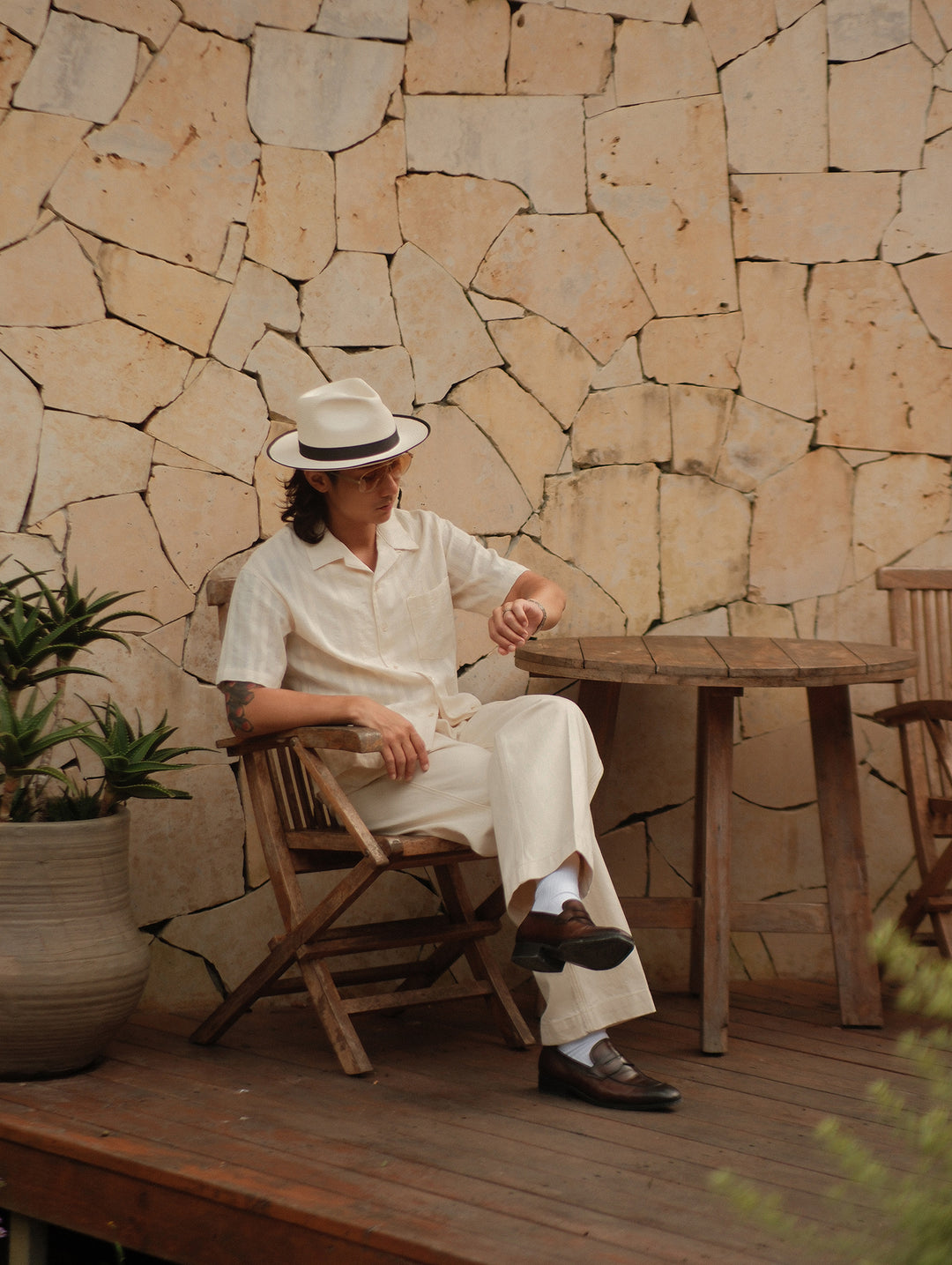 Cottonseed hull white chino jeans