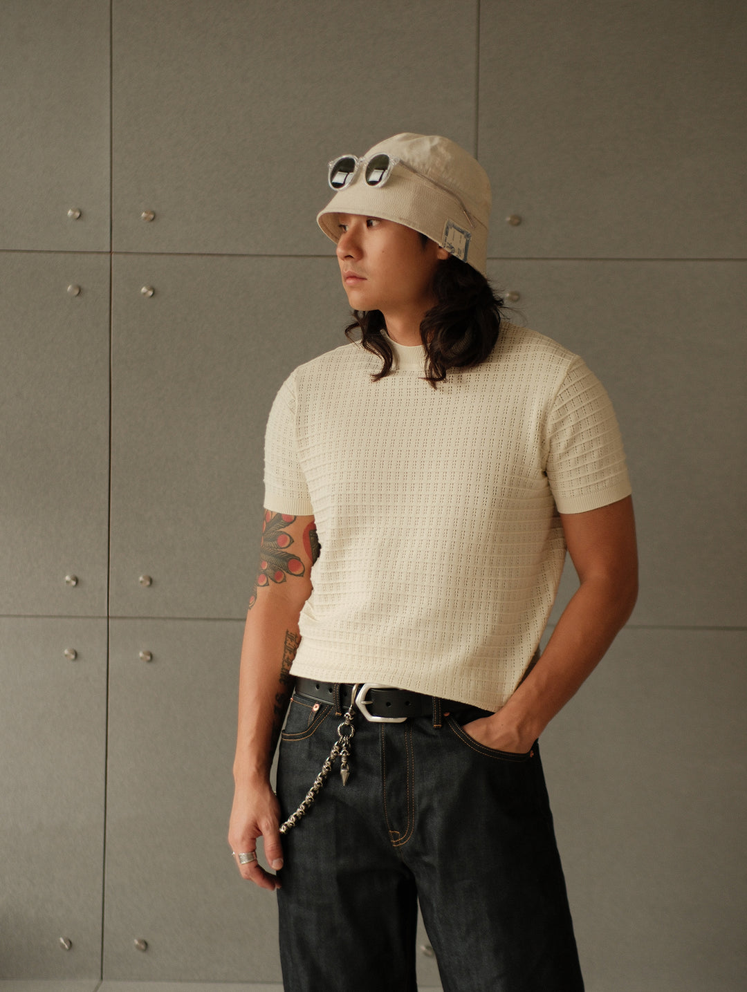Hollowed-Out Knitted Shirt