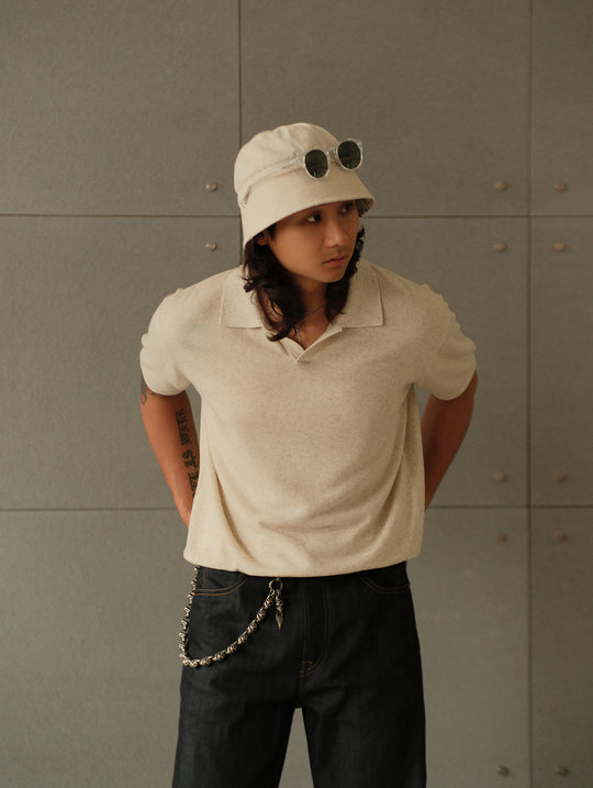 Tencel-Linen Blend Knitted Polo Shirt