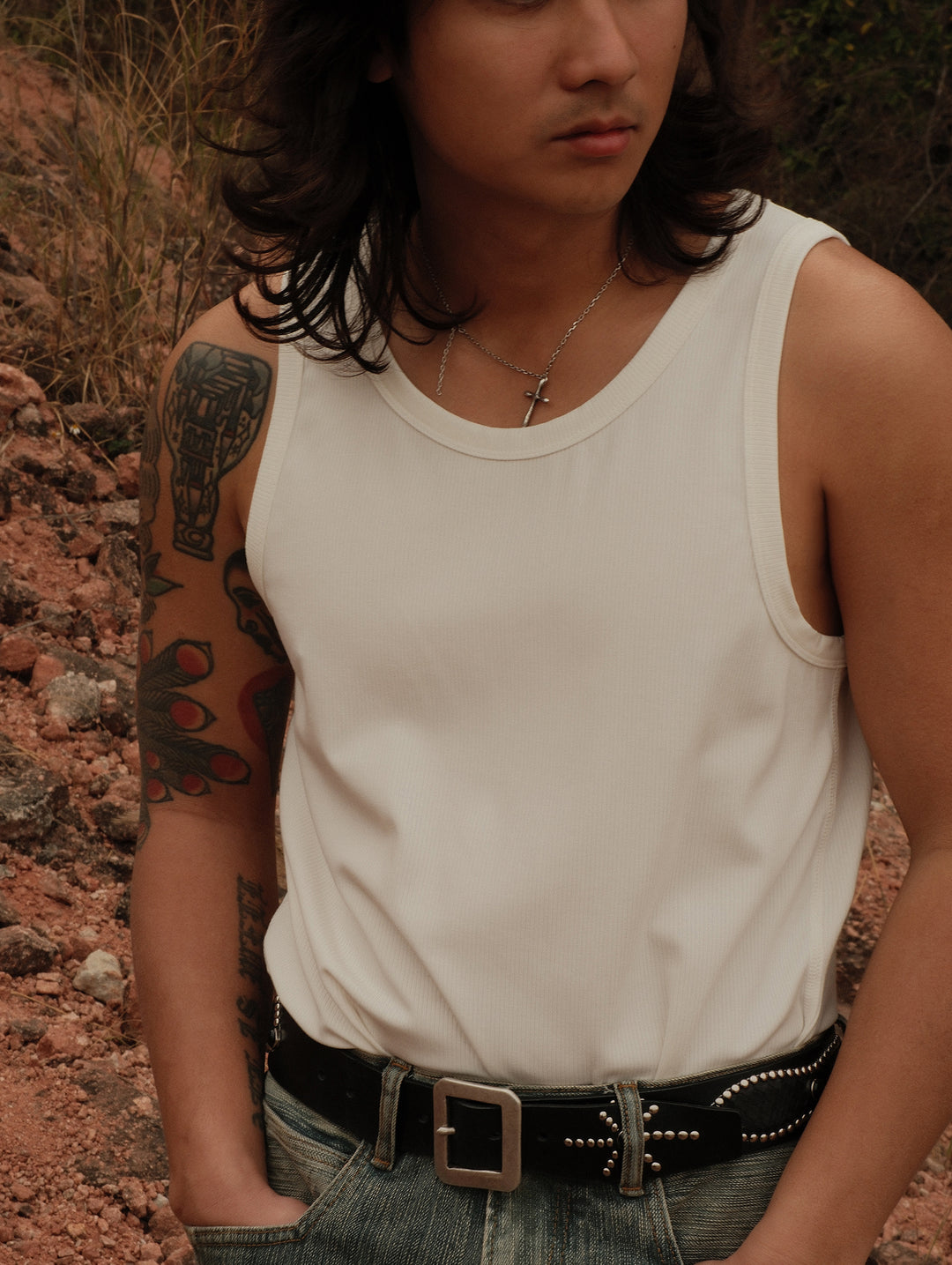 280 grams long fiber Tank Top-White