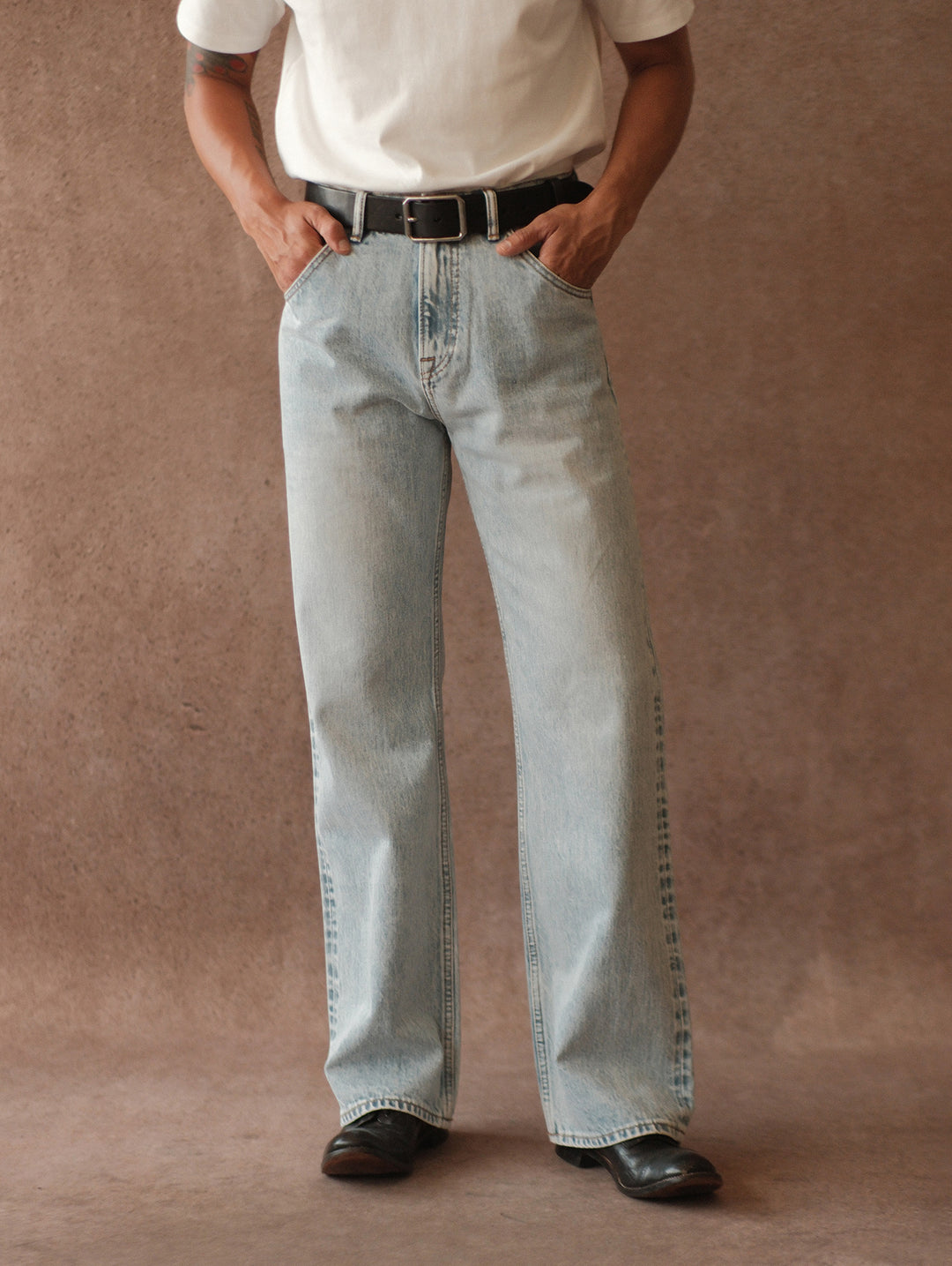 Ice Blue Washed Wide-Leg jeans