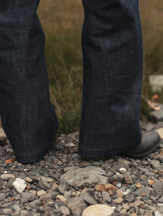 Western Series 14.9oz Houndstooth-Lined Selvedge Denim Wide-Leg jeans