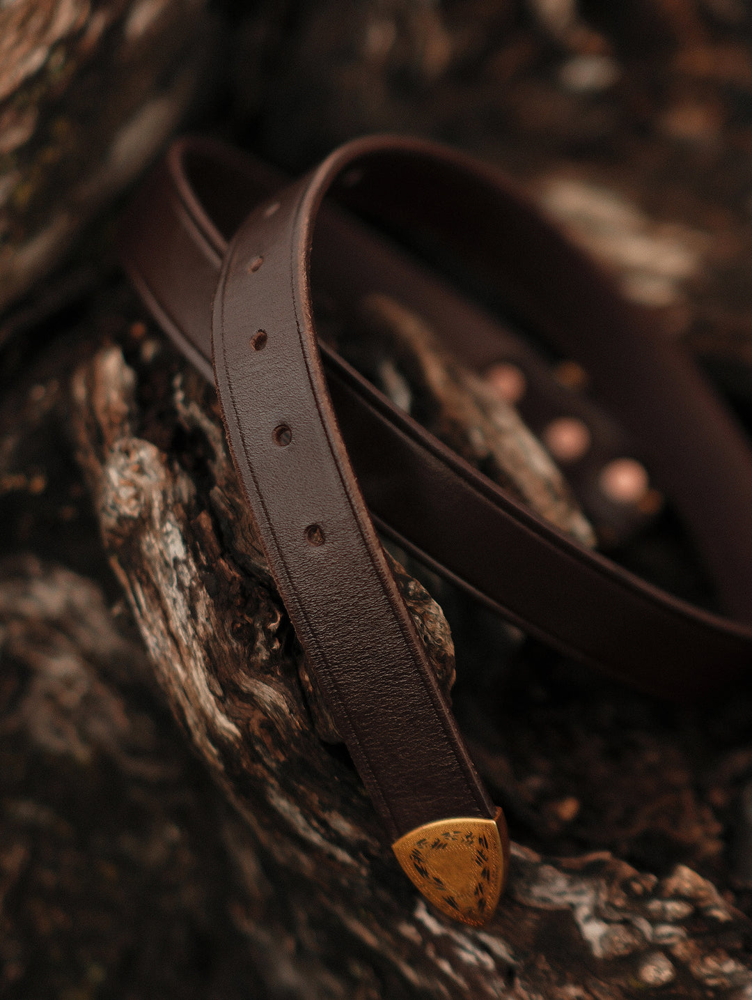 Western-Engraved Stainless Steel Buckle Leather Belt-Brown