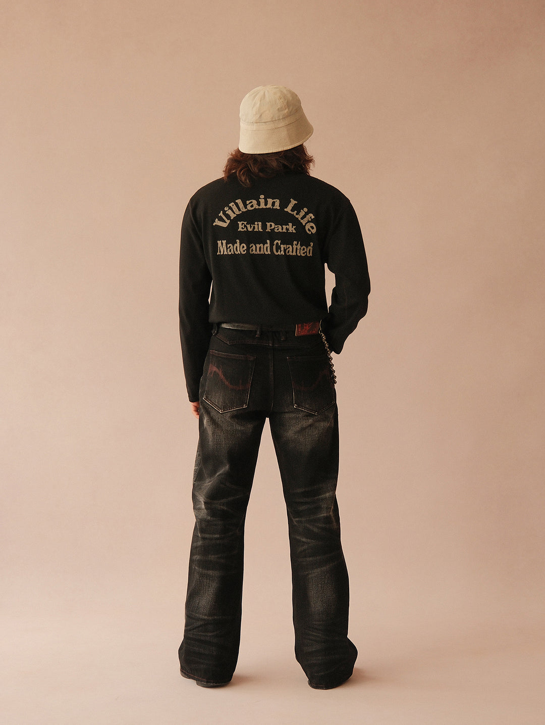 Black Swordsman Mid-Rise Wide-Leg Washed Denim jeans