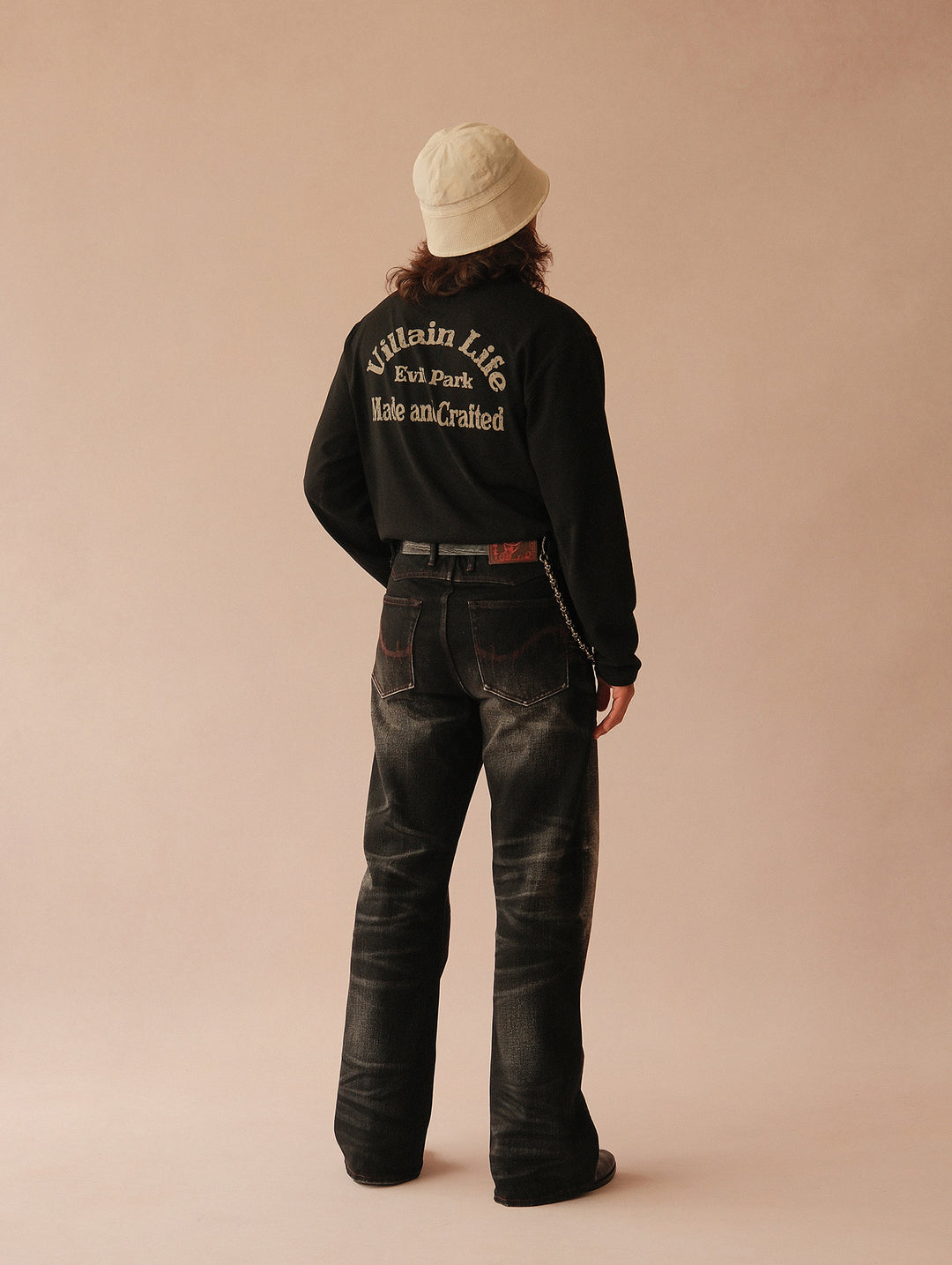 Black Swordsman Mid-Rise Wide-Leg Washed Denim jeans