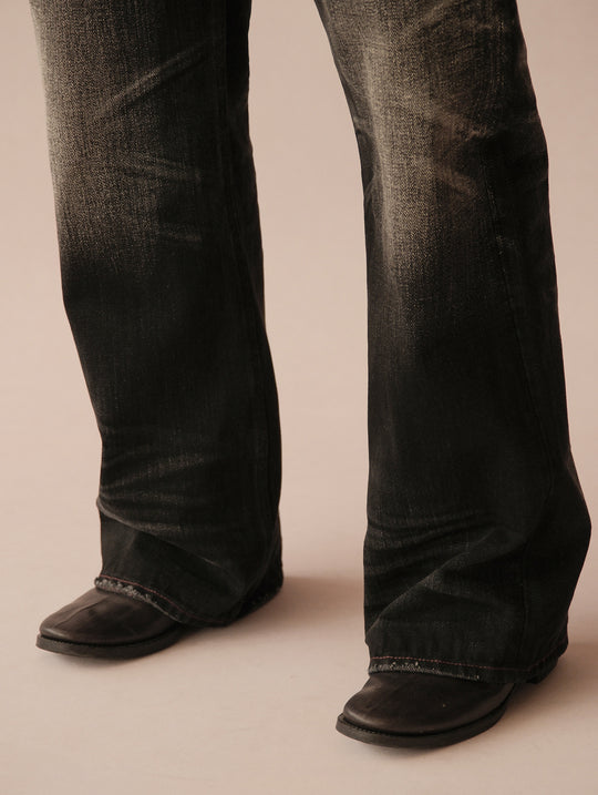 Black Swordsman Mid-Rise Wide-Leg Washed Denim jeans