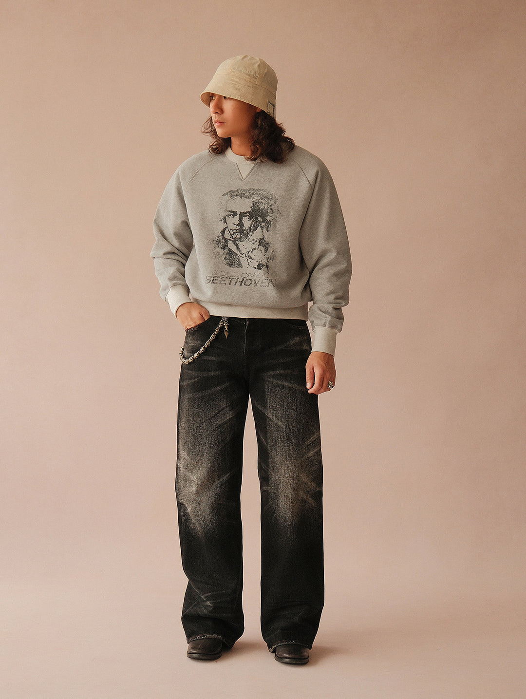 Black Swordsman Mid-Rise Wide-Leg Washed Denim jeans