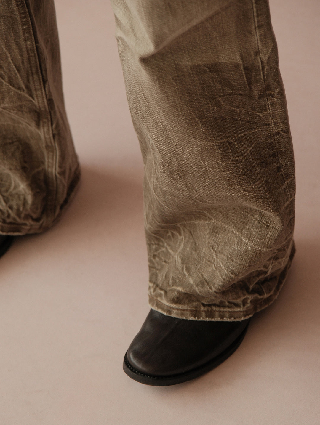 Snakepit 3D Tucked Wide-Leg Washed Denim Jeans