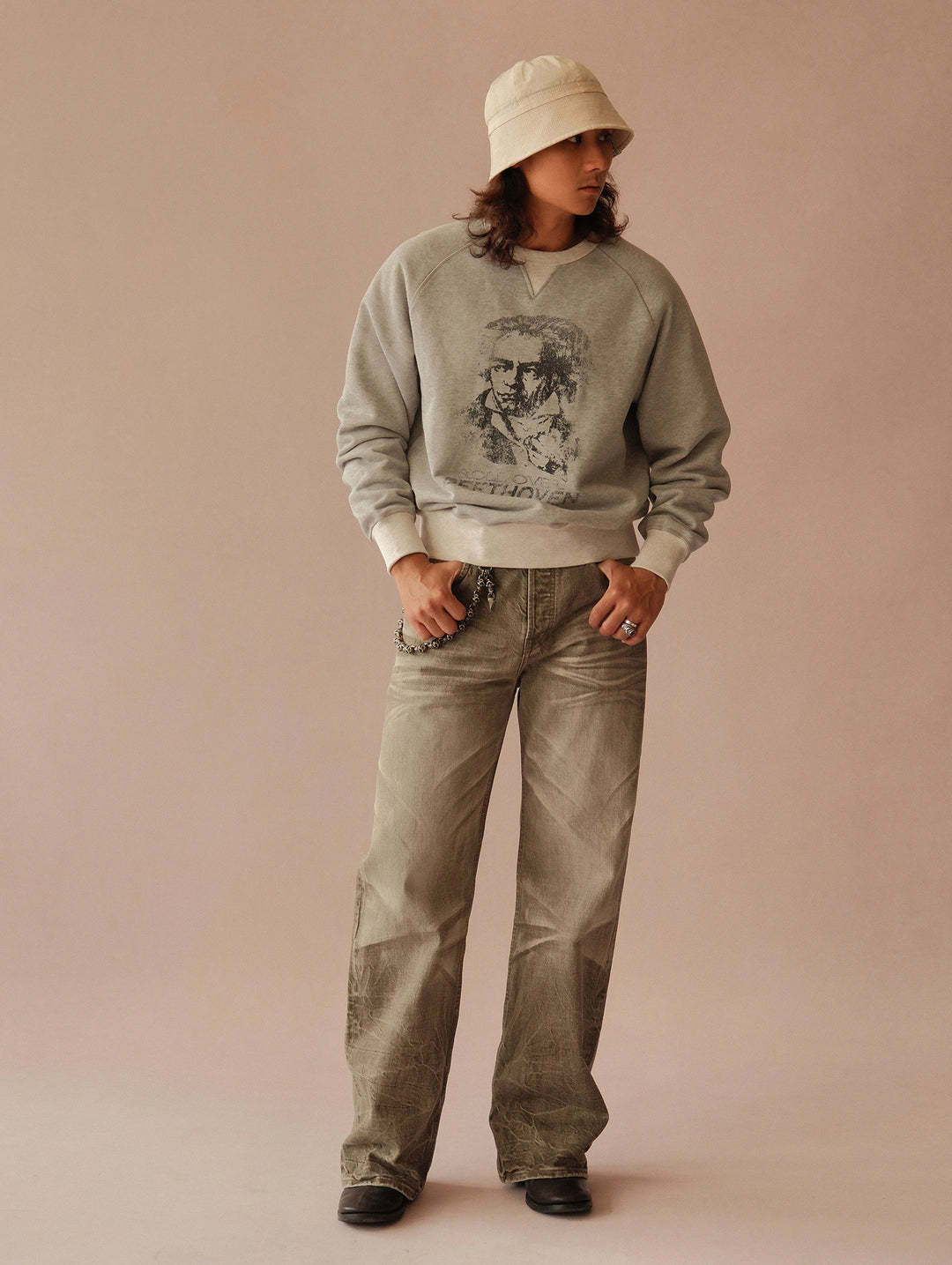 Snakepit 3D Tucked Wide-Leg Washed Denim Jeans