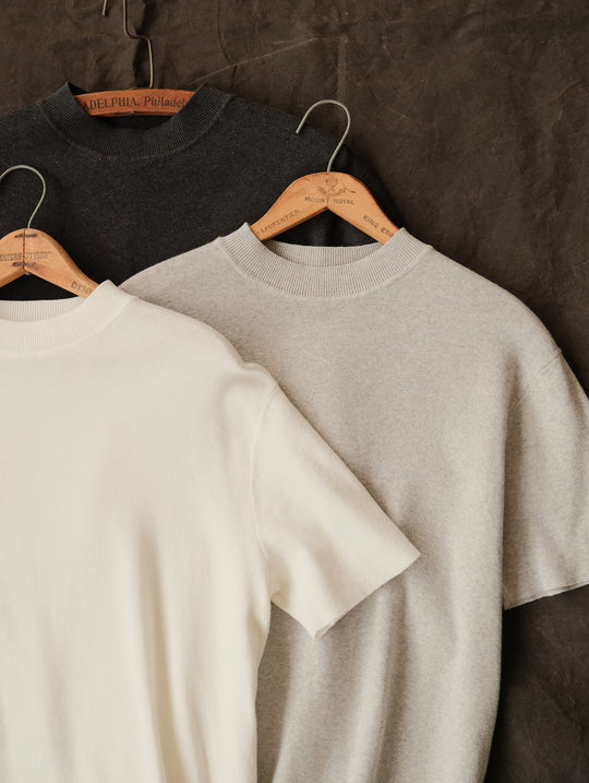 Simple style Knitted Shirt-Dark Flecked Grey
