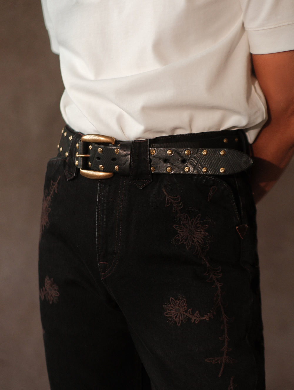 Bison-Grain Leather Cavalry Belt-Black