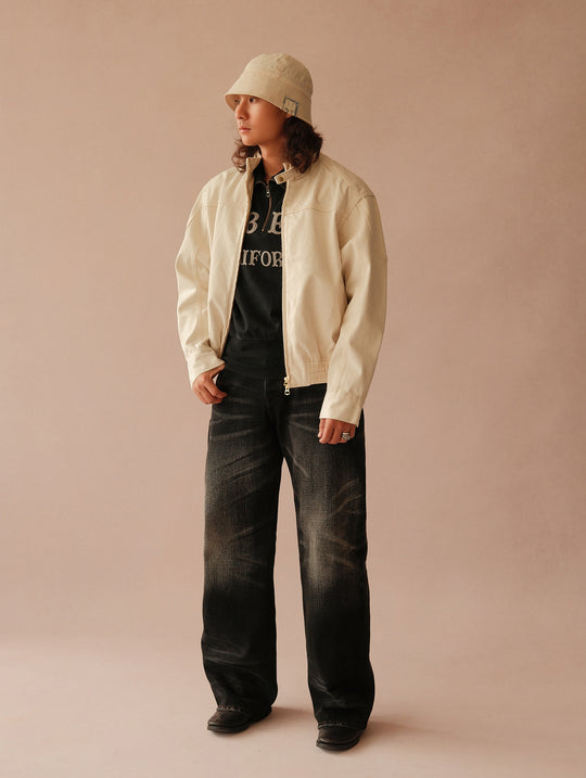 Black Swordsman Mid-Rise Wide-Leg Washed Denim jeans