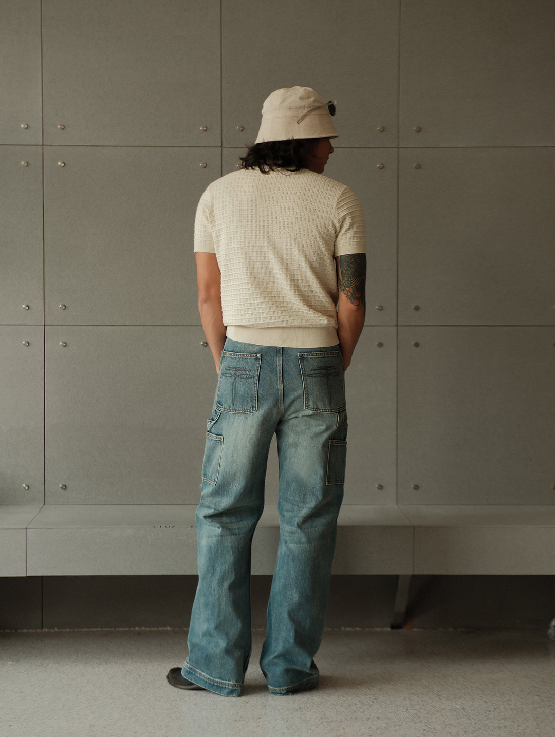 Western Logger Wide-Leg jeans-Washed Distressed