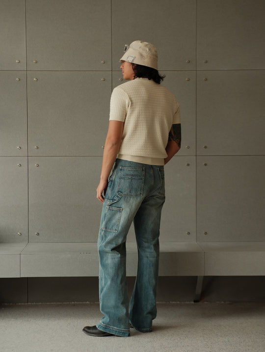 Western Logger Wide-Leg jeans-Washed Distressed