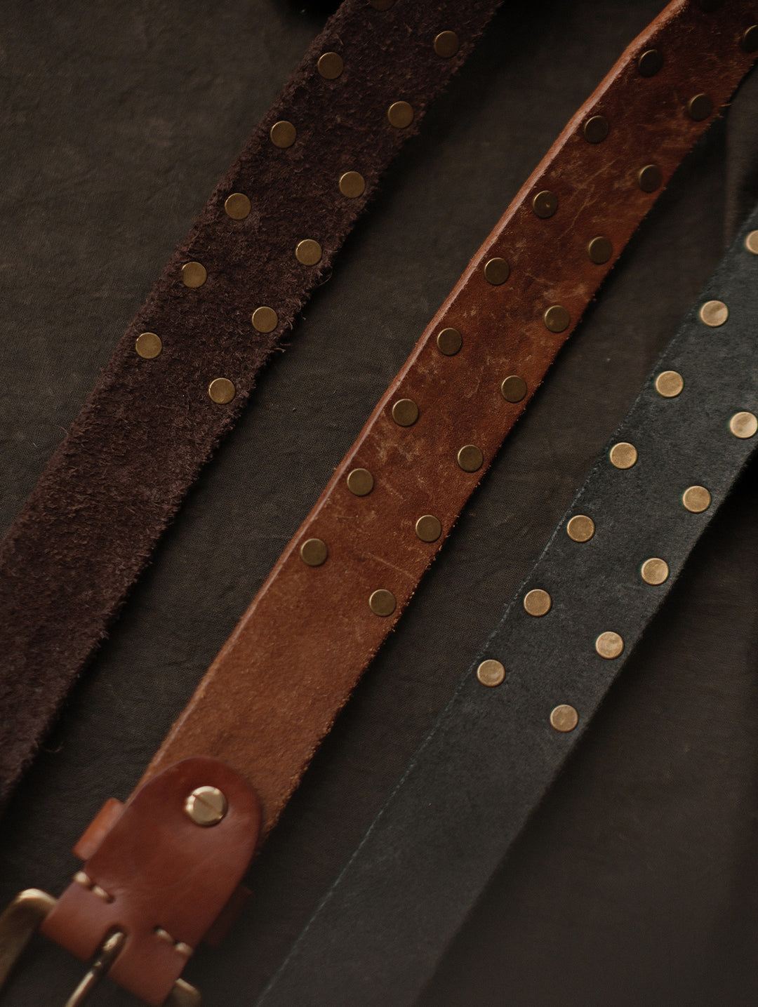Bison-Grain Leather Cavalry Belt-Black