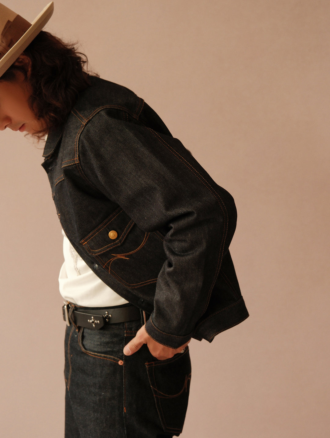 Glass Bead Rivet Belt-Black