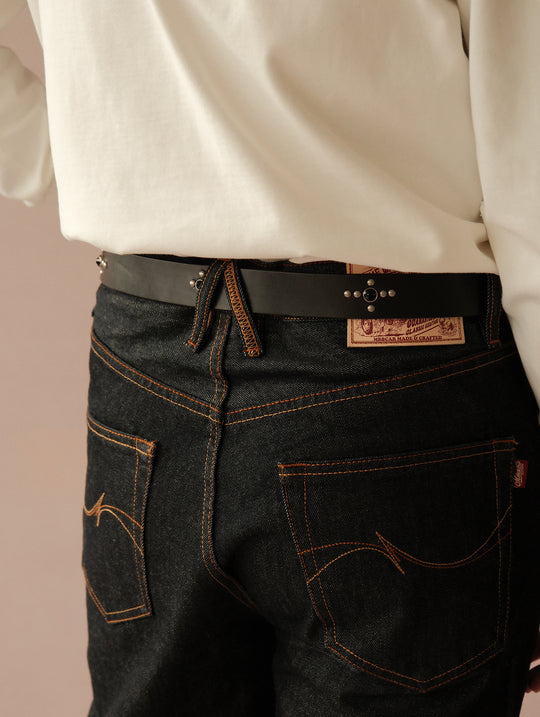 Glass Bead Rivet Belt-Black