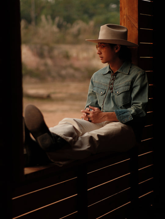 Western Series Denim Lace-Up Western shirt