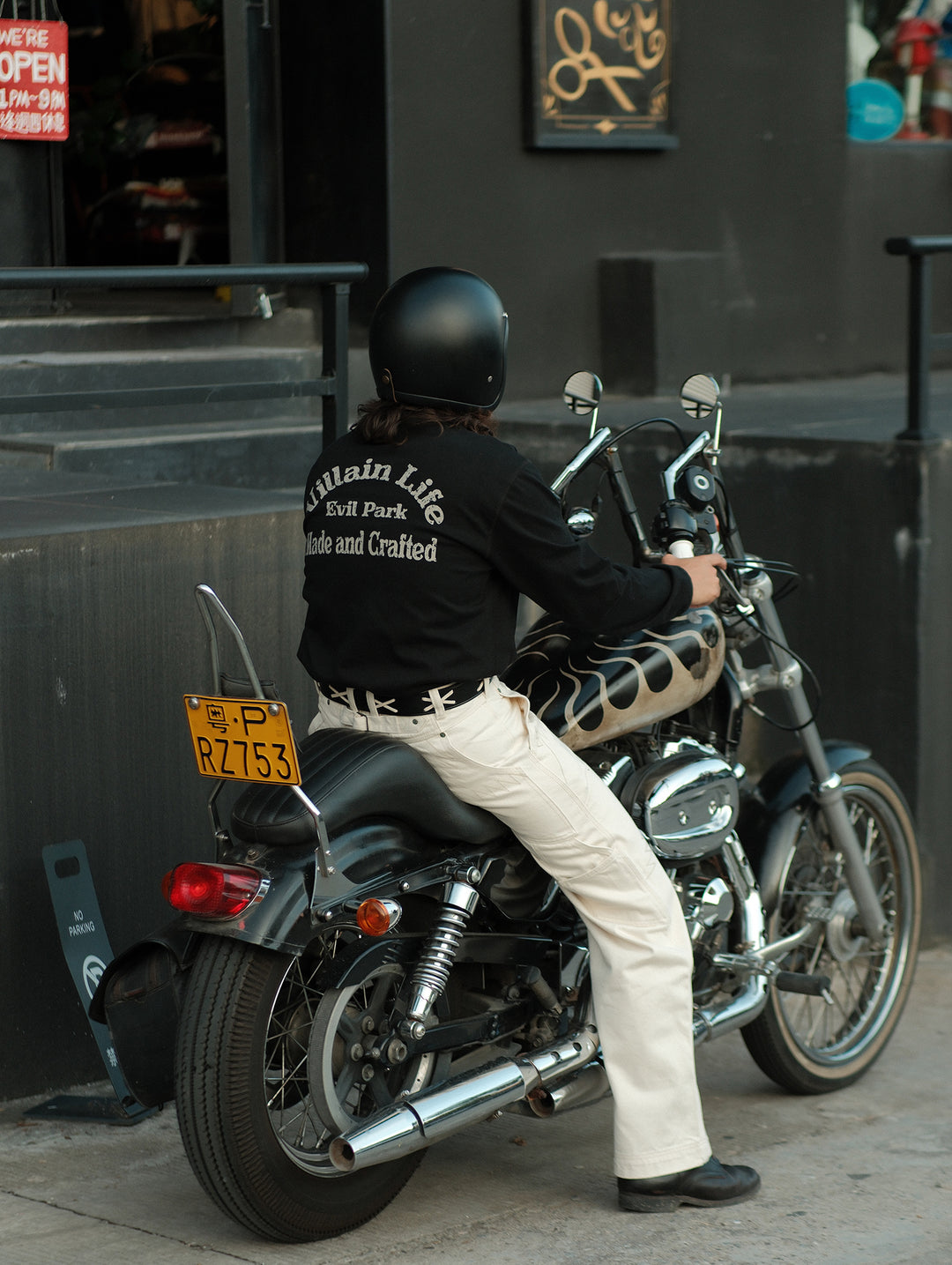 Motorcycle-Inspired Henley T-Shirt