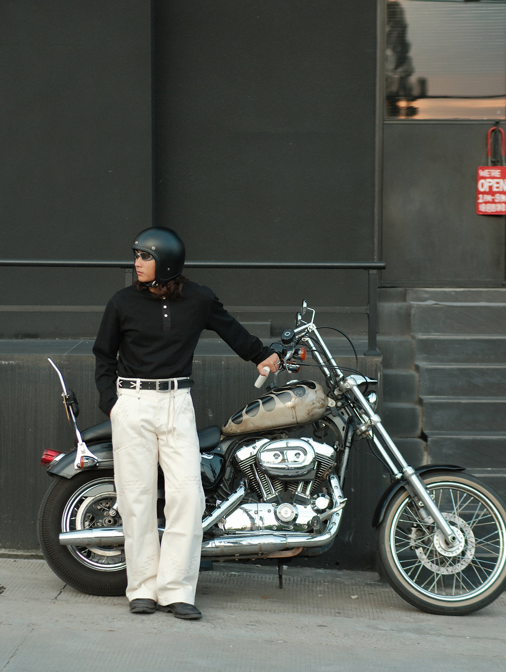 Motorcycle-Inspired Henley T-Shirt