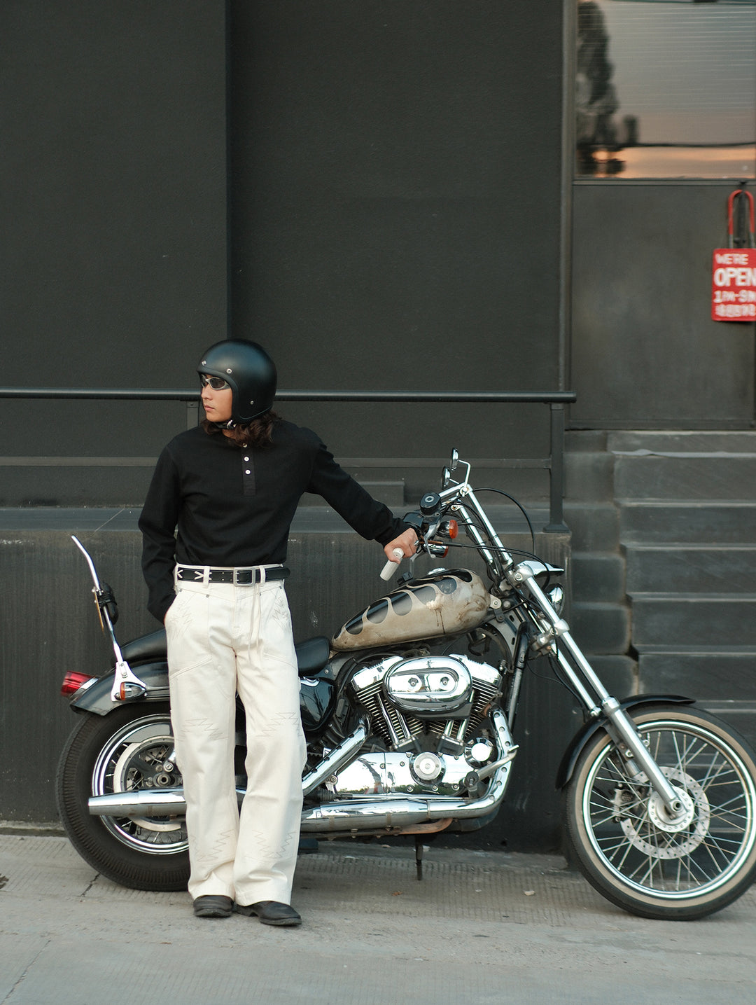 Motorcycle-Inspired Henley T-Shirt