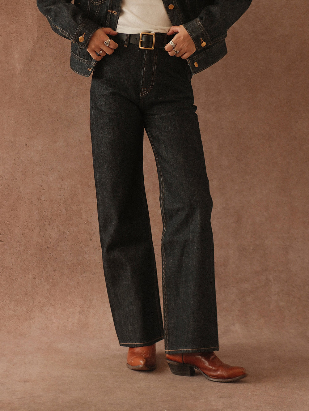 15oz Monroe II Wide-Leg jeans-Black Indigo