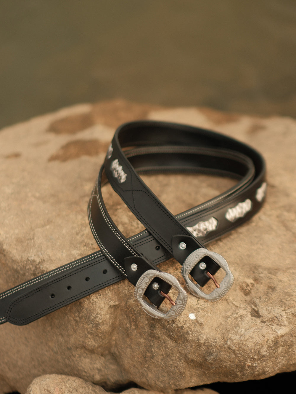 Python Skin Leather Belt-White