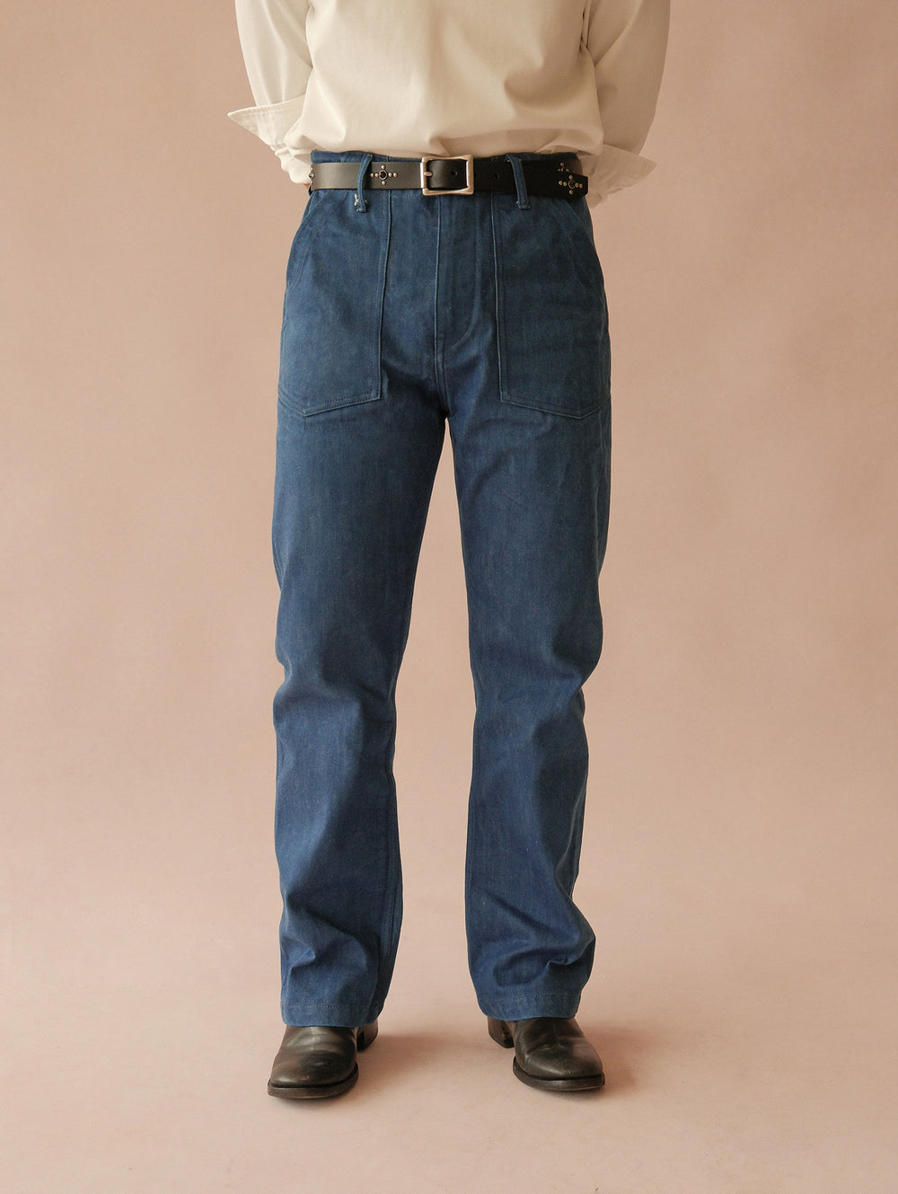 Claessen™ Blue "Planetary Tears Blue" Straight-Leg Fatigue jeans