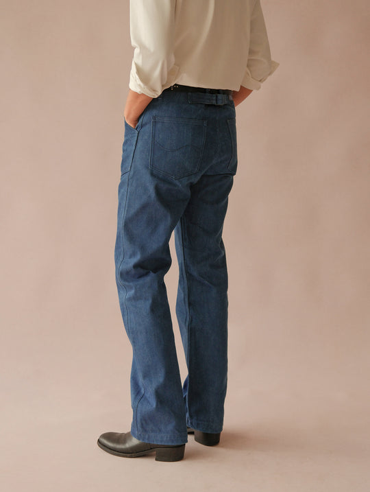 Claessen™ Blue "Planetary Tears Blue" Straight-Leg Fatigue jeans