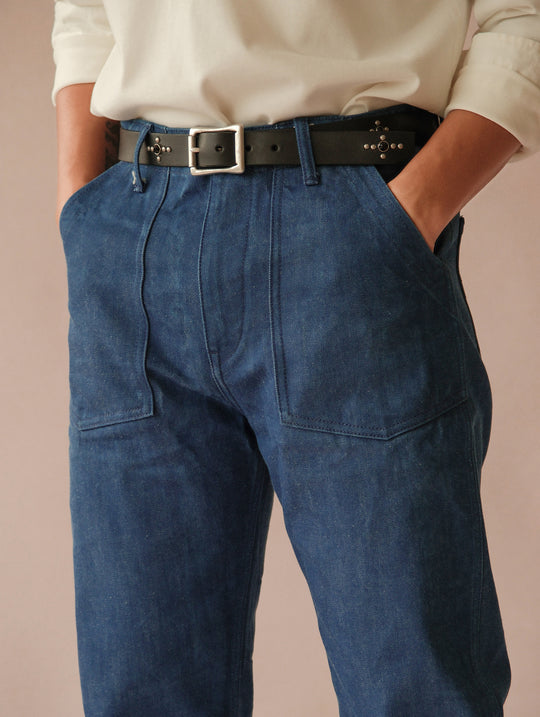 Claessen™ Blue "Planetary Tears Blue" Straight-Leg Fatigue jeans