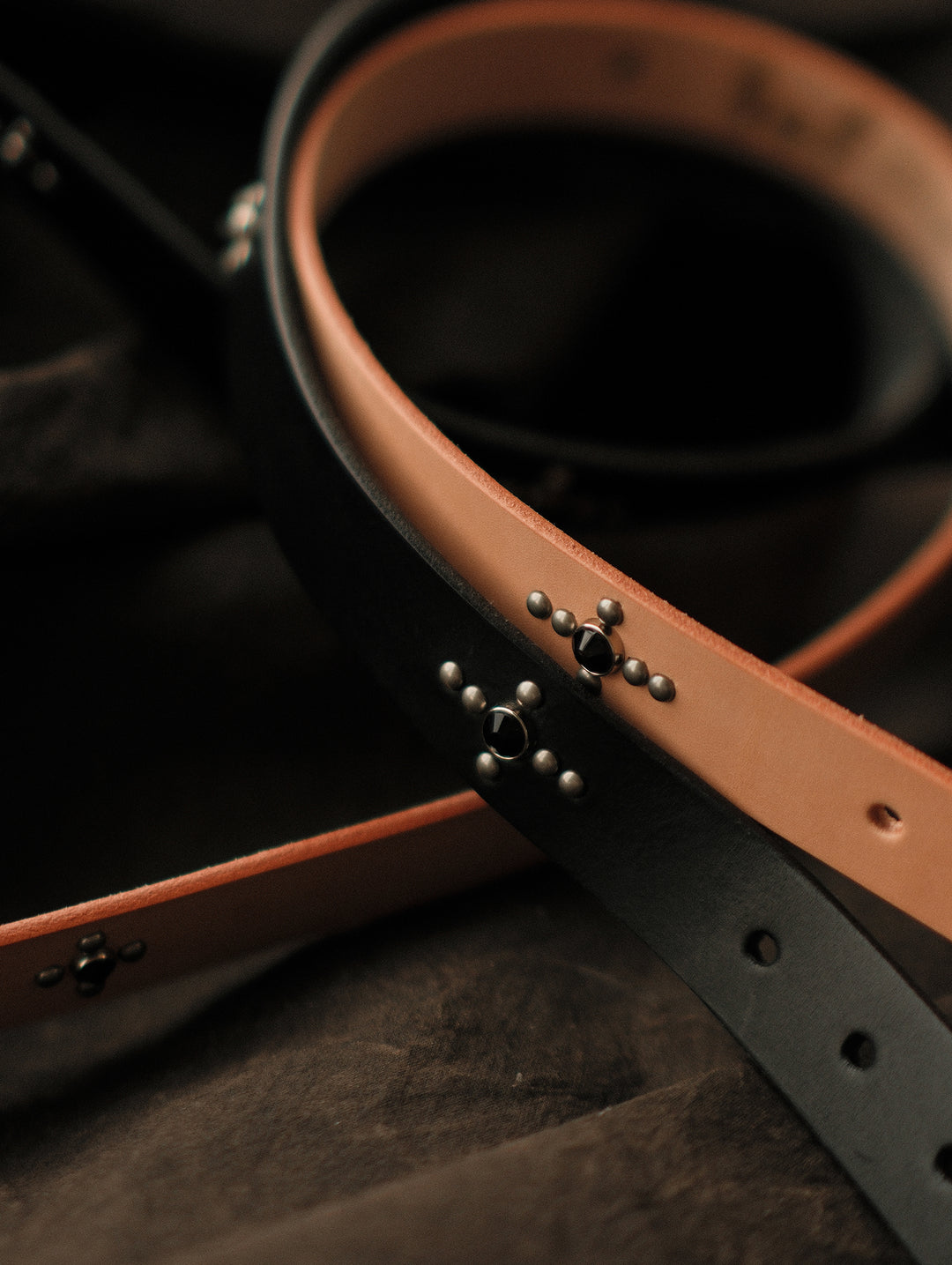 Glass Bead Rivet Belt-Black